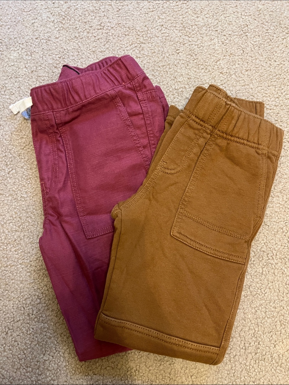 Tea Collection Kids Pull-On Joggers in Burgundy and Brown